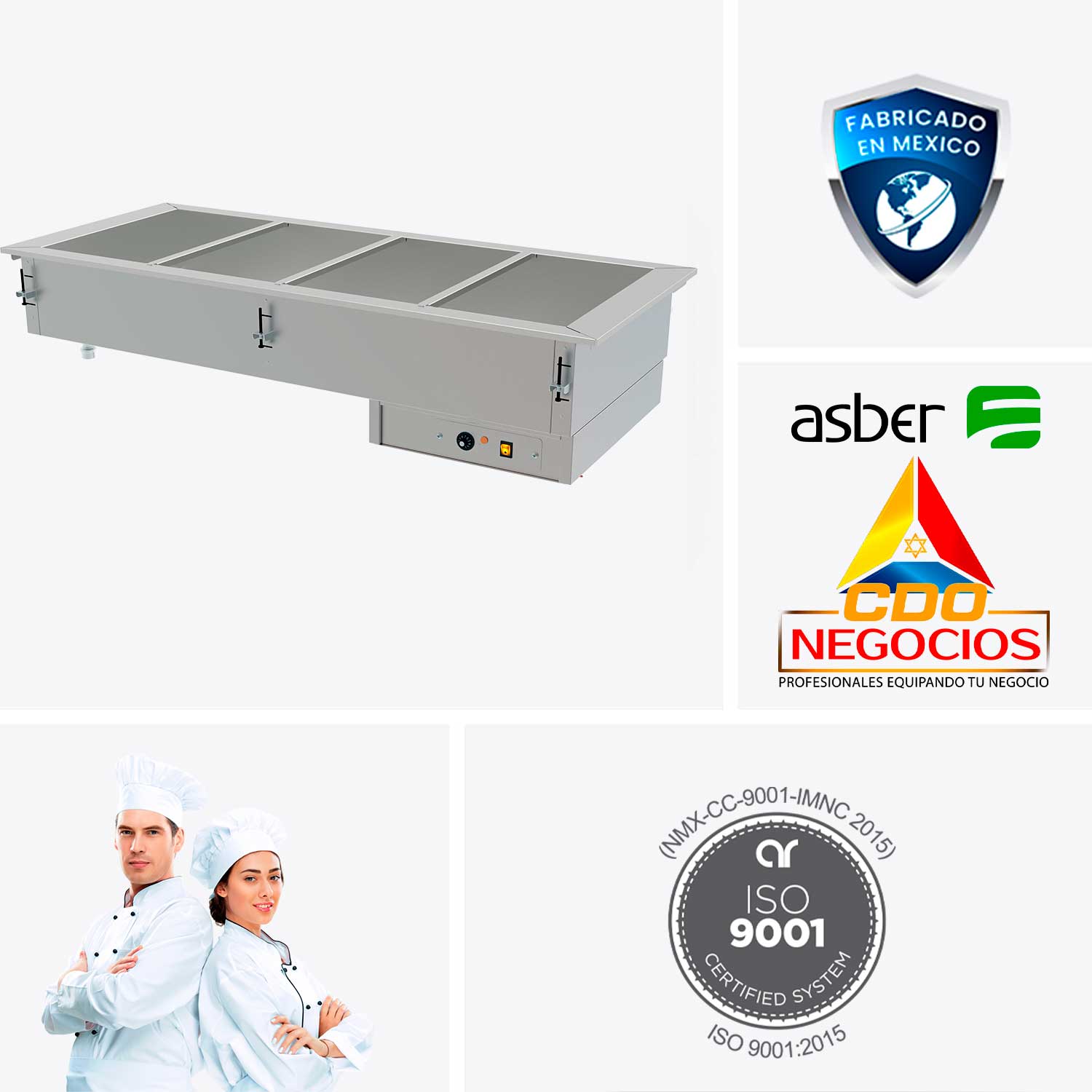 Cubas Calientes Eléctricas de Baño María Asber DRFB-411-CU