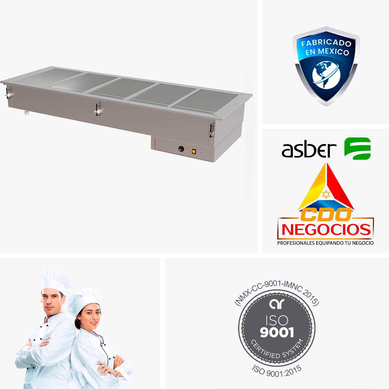 Cubas Calientes Eléctricas de Baño María Asber DRFB-511-CU