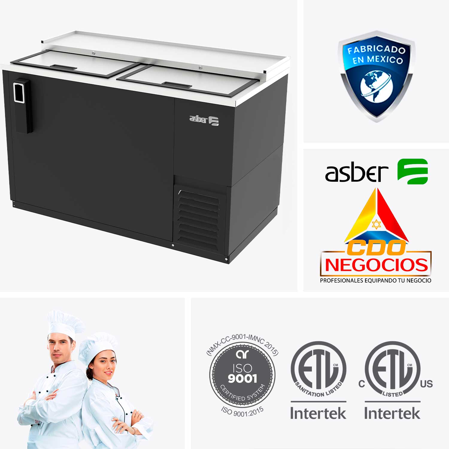 Refrigerador horizontal botellero asber ADBC-50 HC