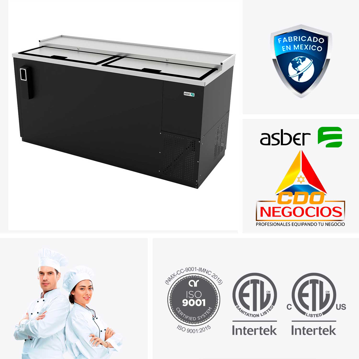 Refrigerador horizontal botellero asber ADBC-65 HC