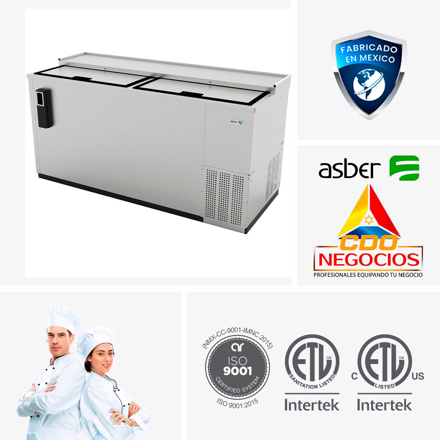 Refrigerador horizontal botellero asber ADBC-65-S HC