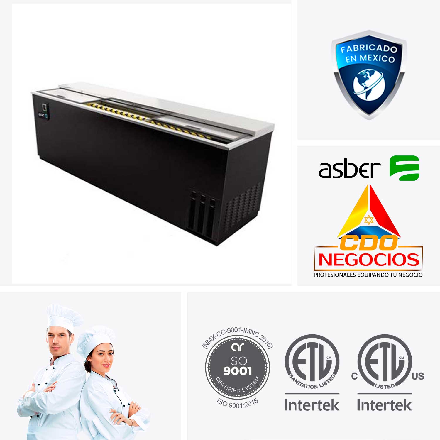 Refrigerador horizontal botellero asber ADBC-80 HC