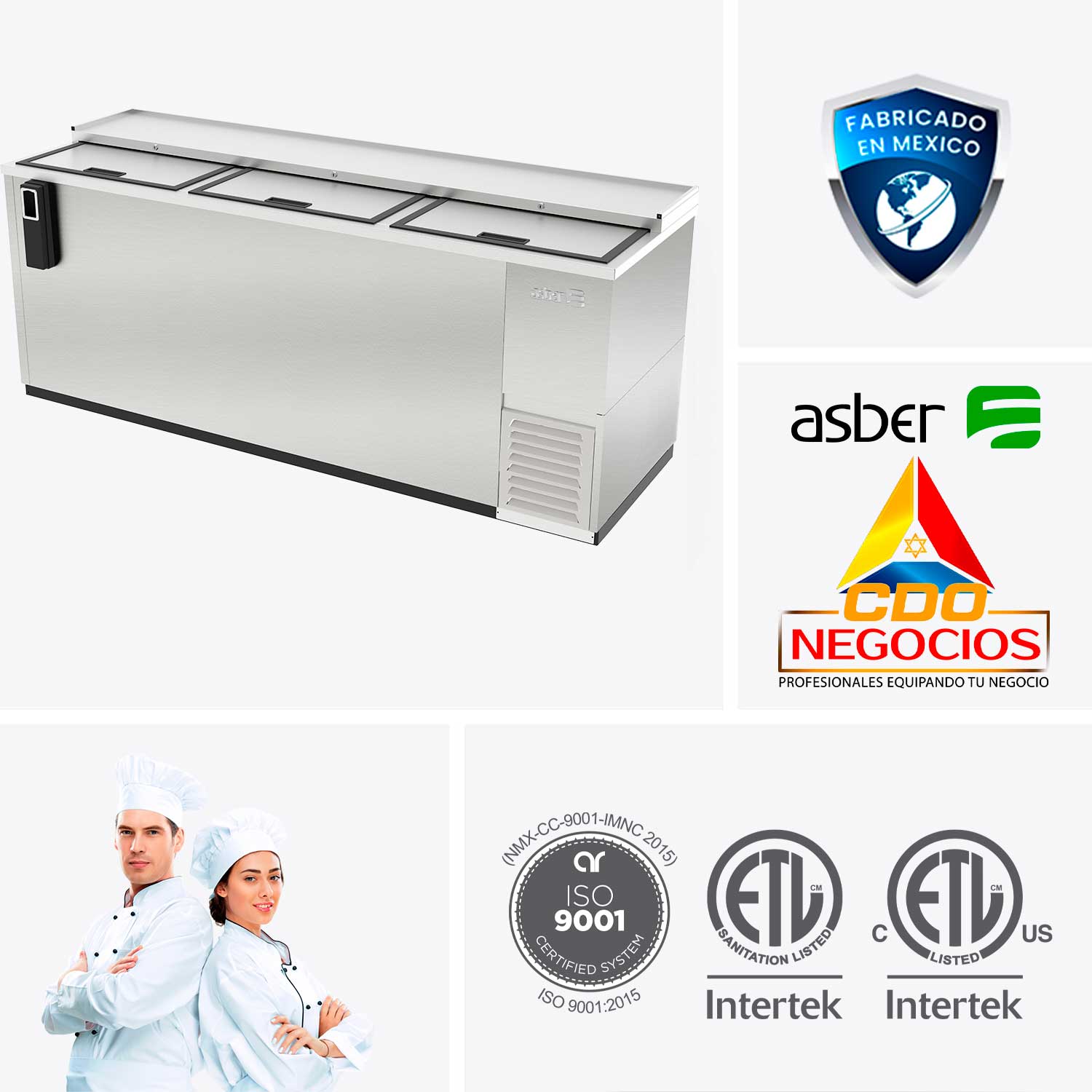 Refrigerador horizontal botellero asber ADBC-80-S HC