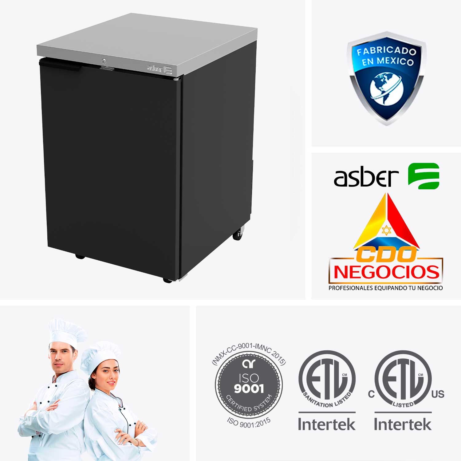 Refrigerador contra barra exterior vinil negro asber ABBC-23 HC