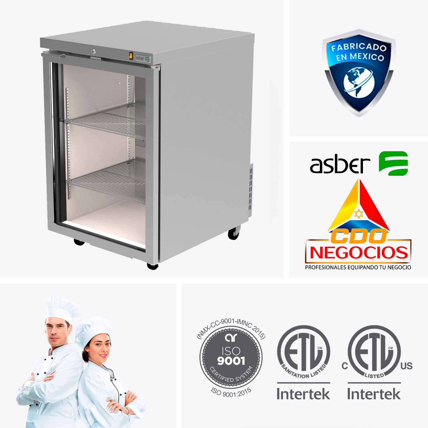 Refrigerador contra barra exterior acero inoxidable asber ABBC-23-SG HC