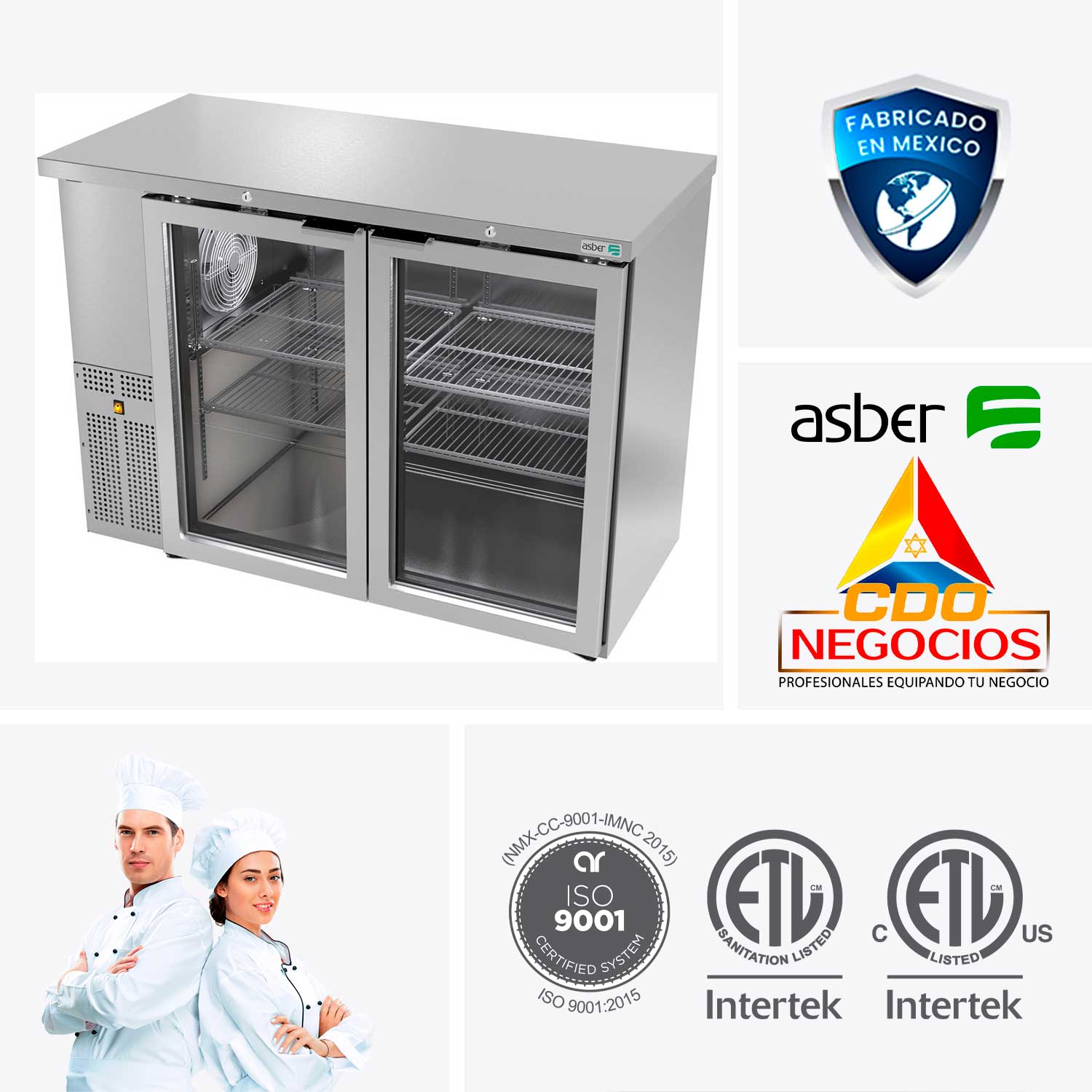 Refrigeradores Contrabarra en acero inoxidable asber ABBC-24-48-SG HC