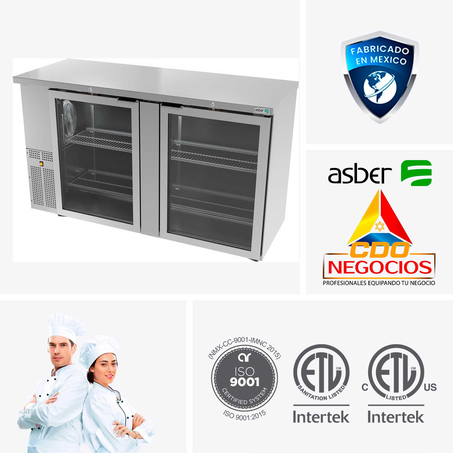 Refrigeradores Contrabarra en acero inoxidable asber ABBC-24-60-SG HC