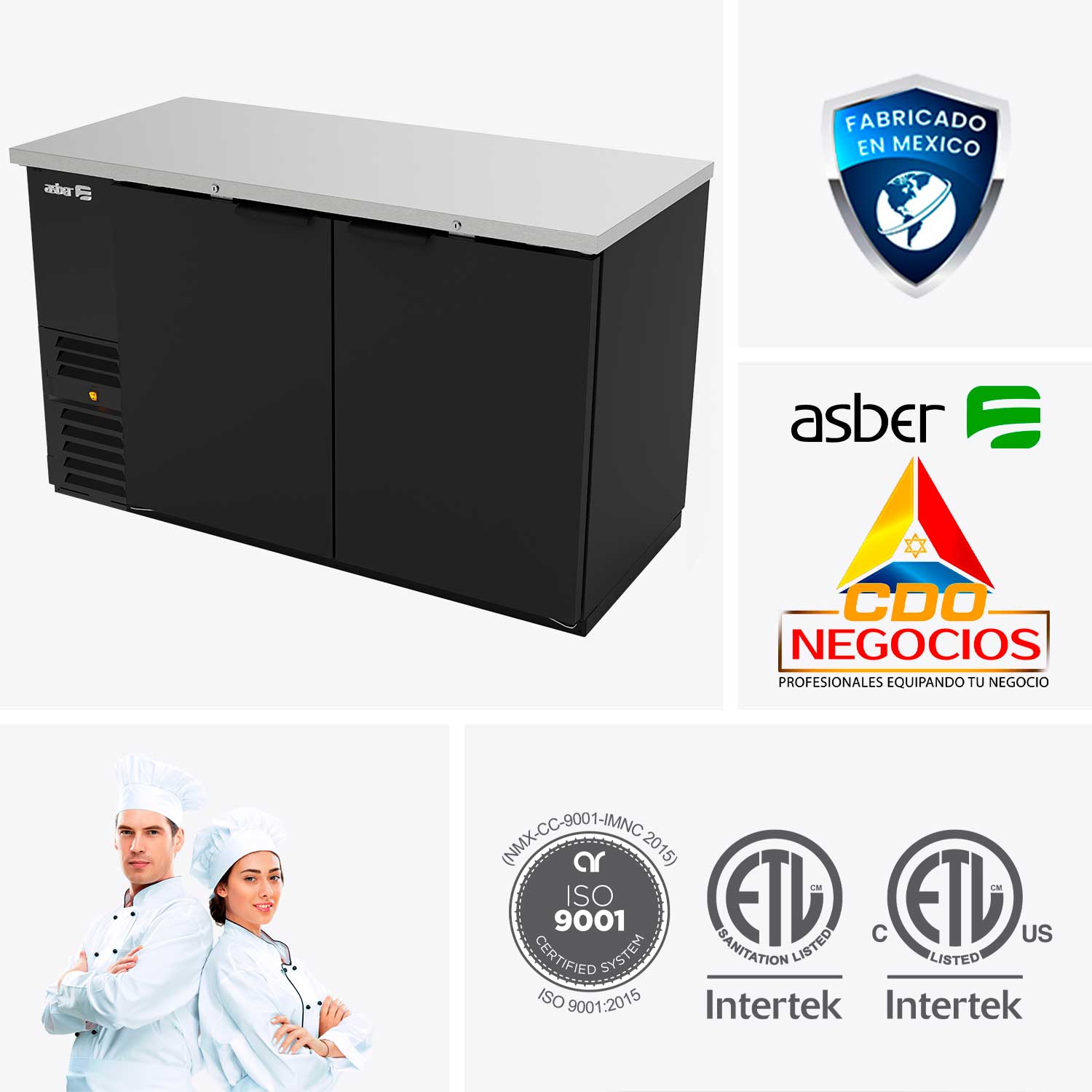 Refrigerador contra barra exterior vinil negro asber ABBC-58 HC