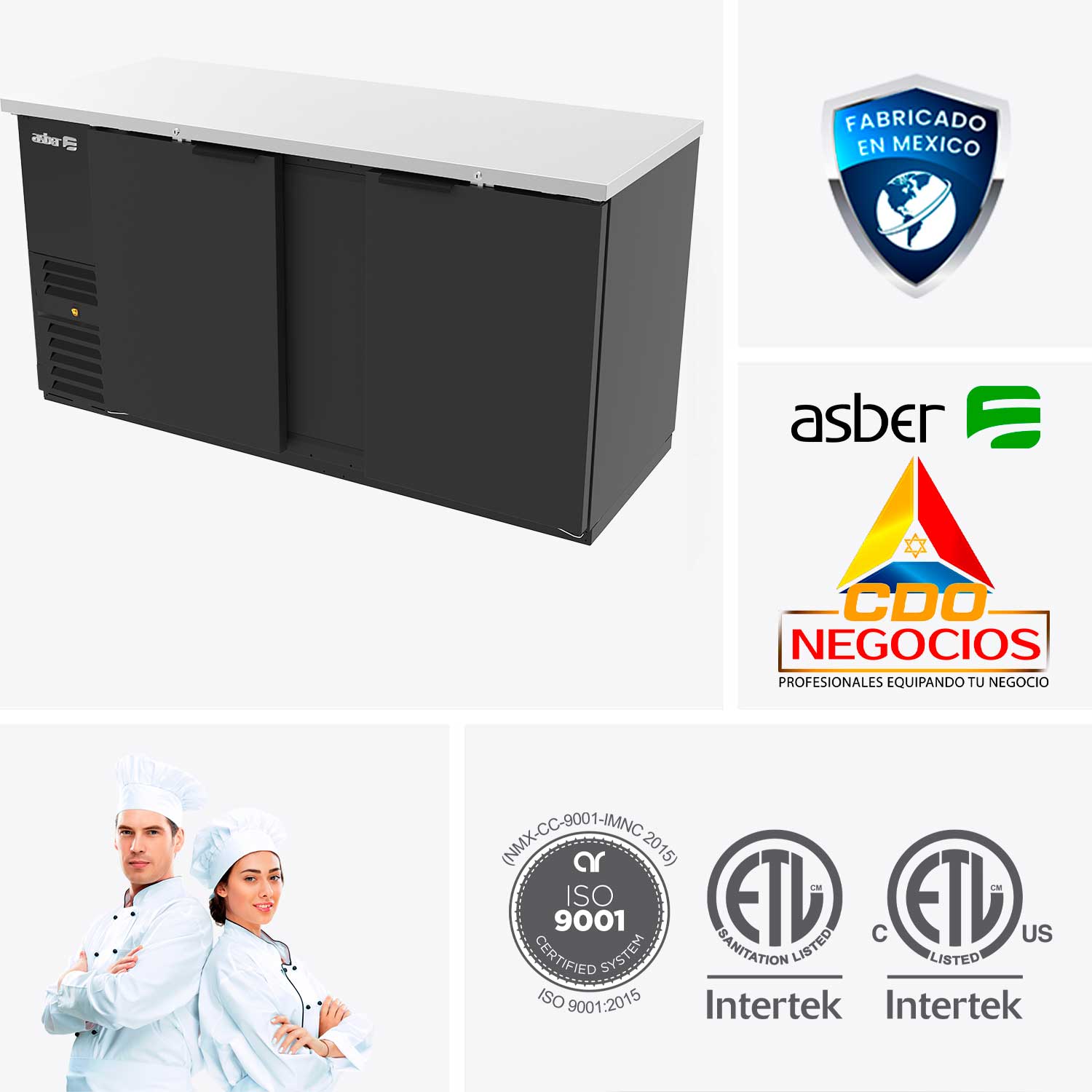 Refrigerador contra barra exterior vinil negro asber ABBC-68 HC