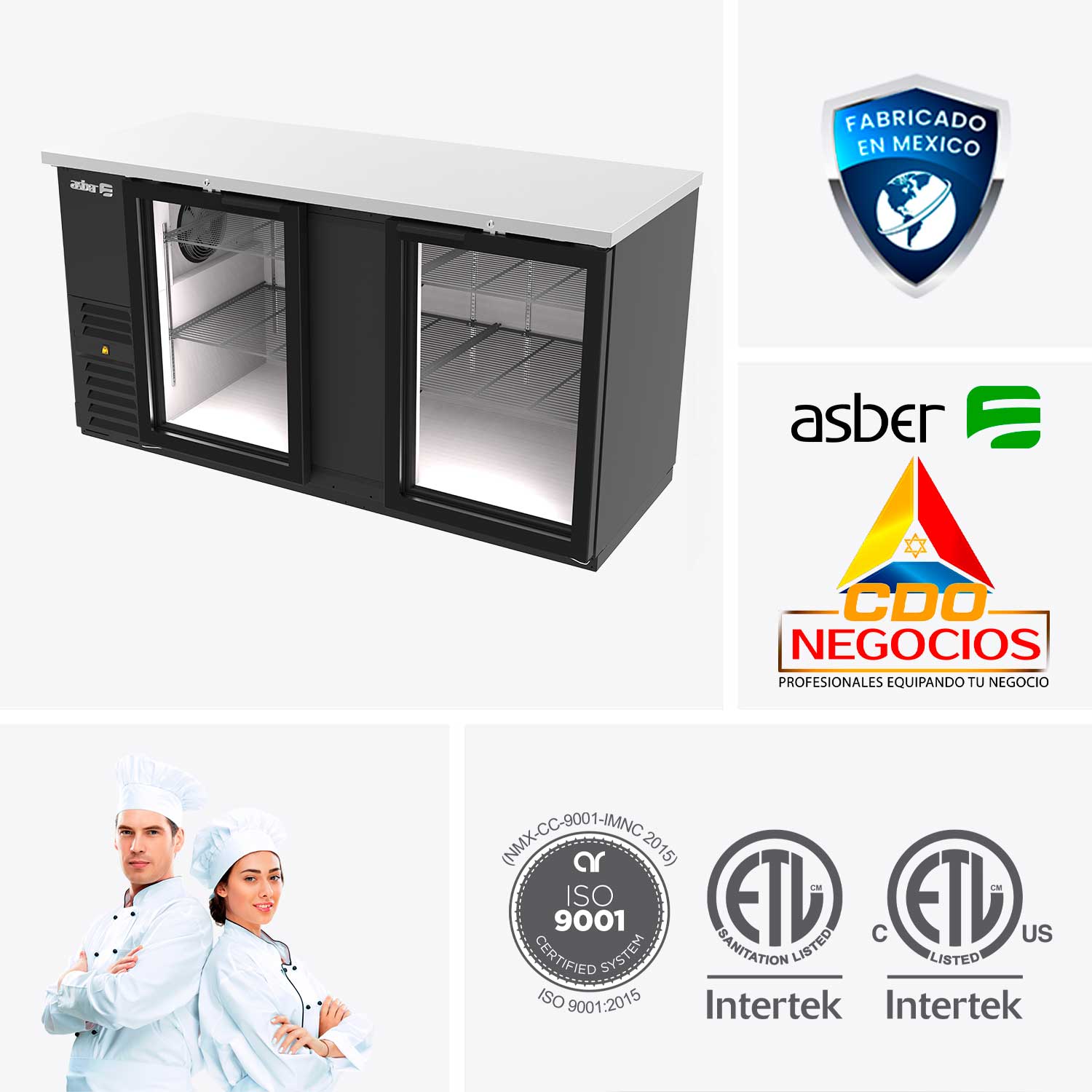 Refrigerador contra barra exterior vinil negro asber ABBC-68G HC
