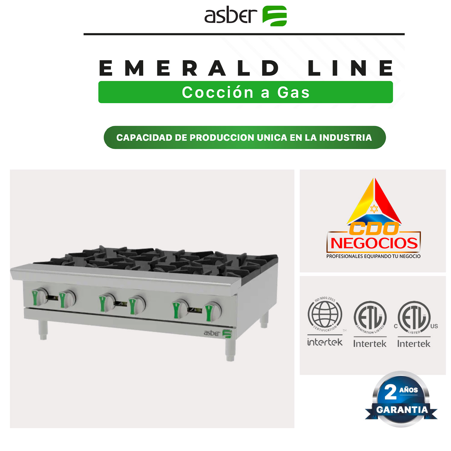 AEHP 6 36 EM parrilla a gas emerald line asber coccion