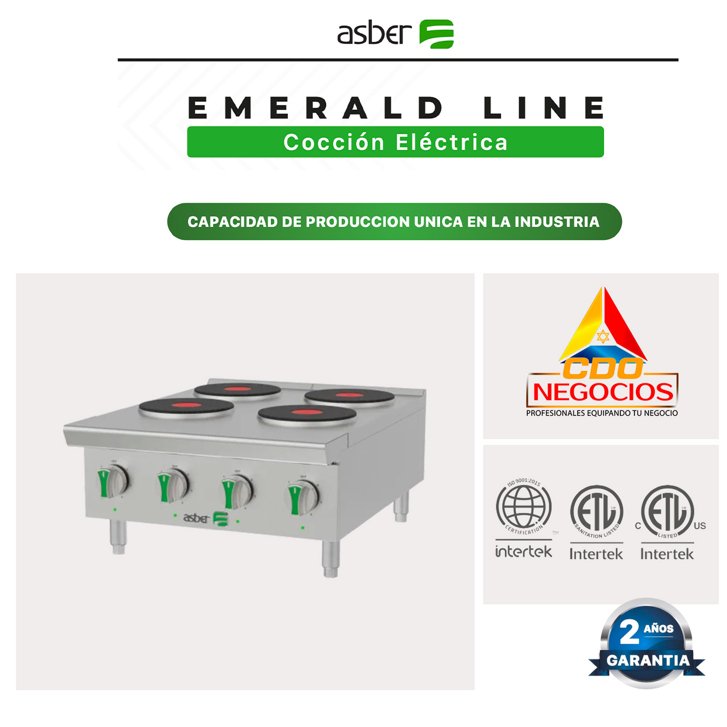 AEHP E 4 24 EM parrilla electrica emerald line asber coccion
