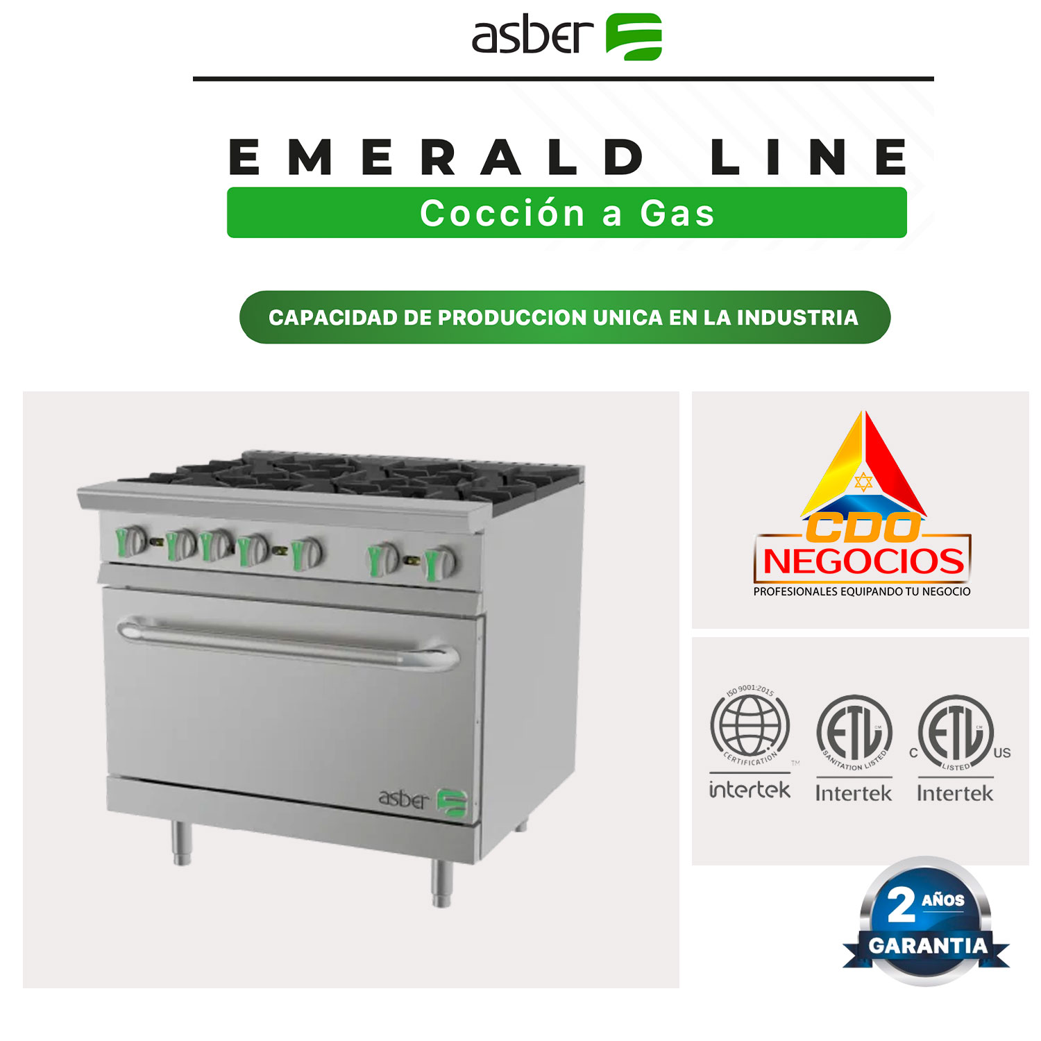 AER 6 36 EM estufa emerald line asber coccion