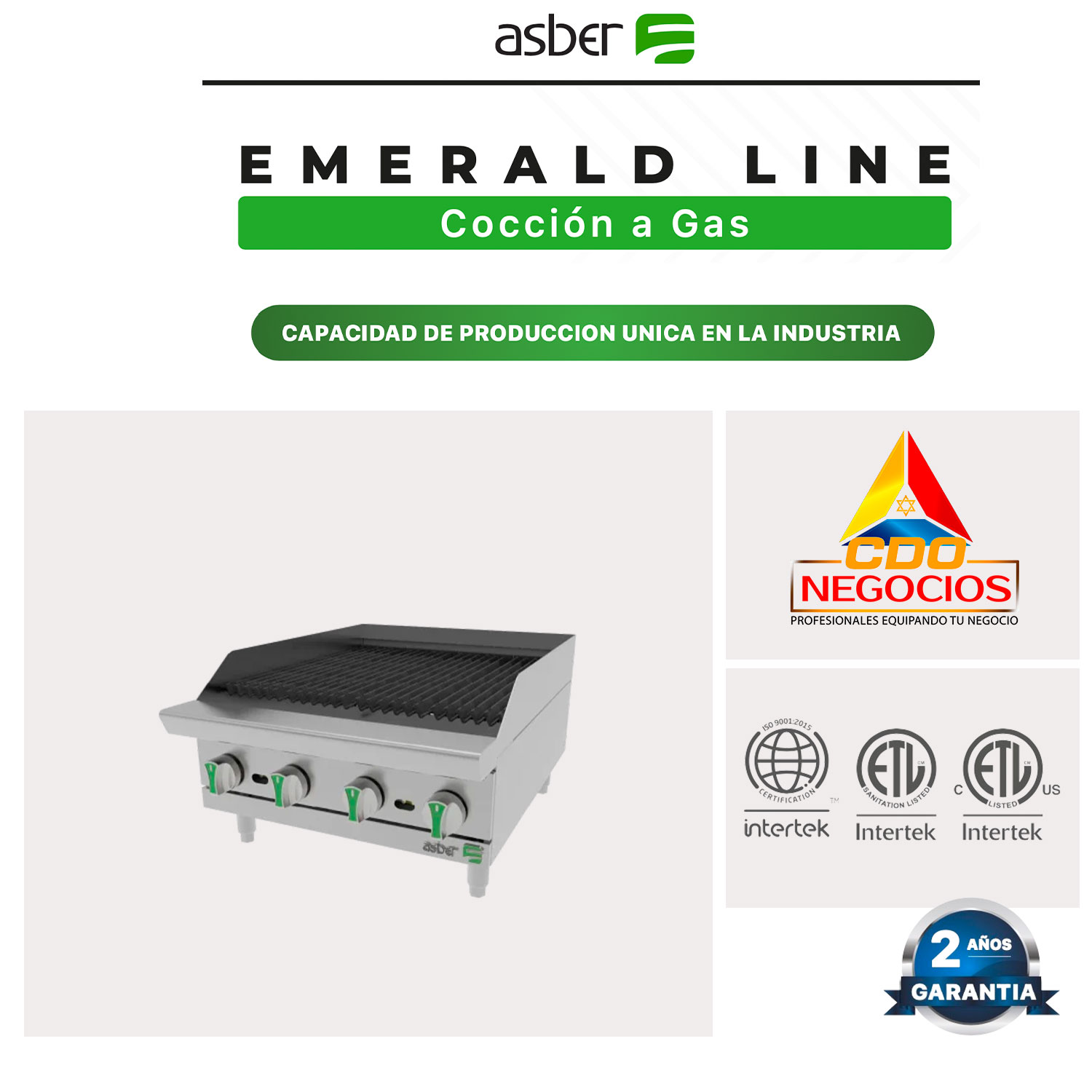 AERB 24 EM asador radiante a gas emerald line asber coccion