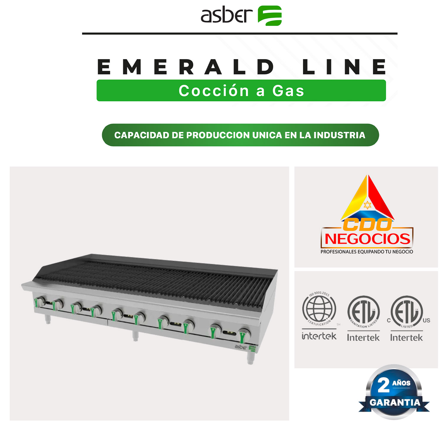 AERB 60 EM asador radiante a gas emerald line asber coccion