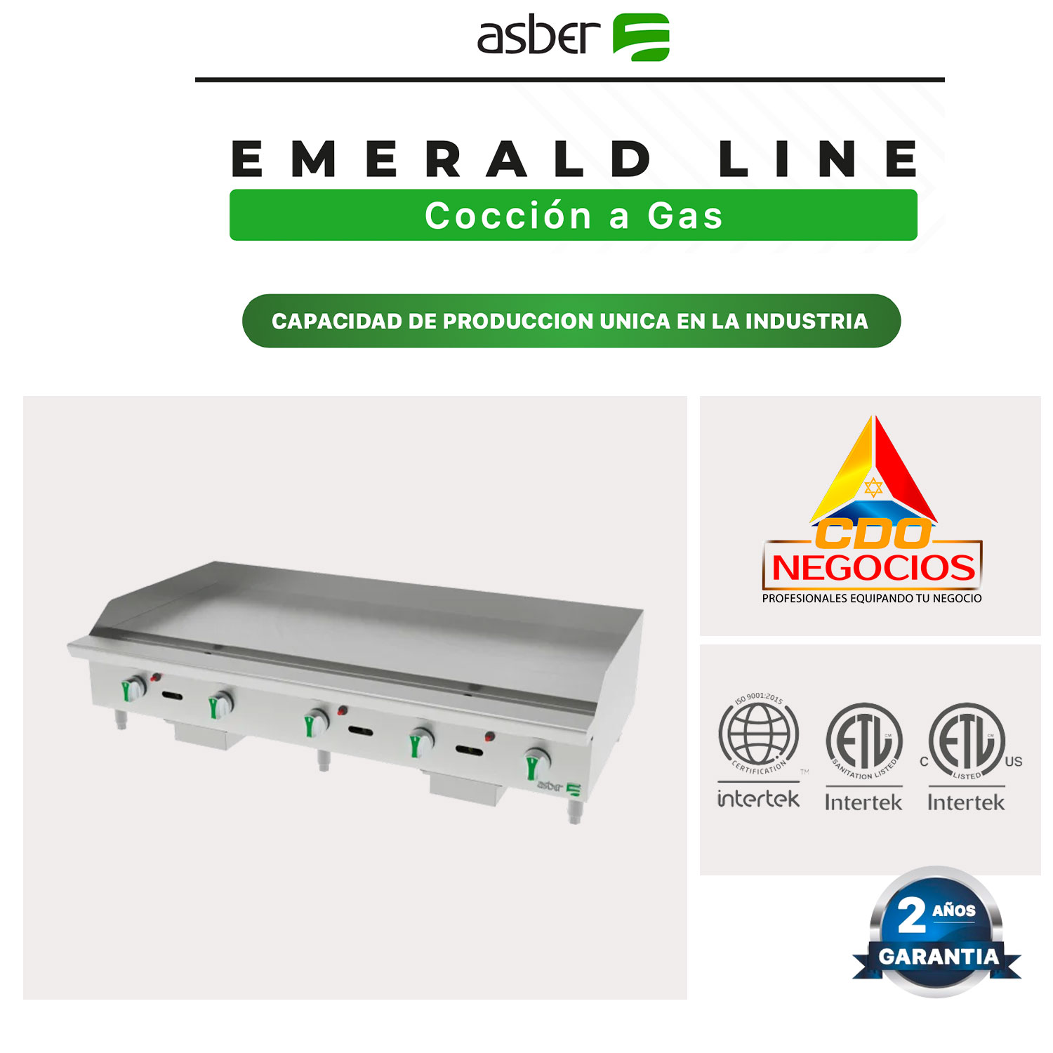 AETG 60 EM plancha termostatica a gas emerald line asber coccion