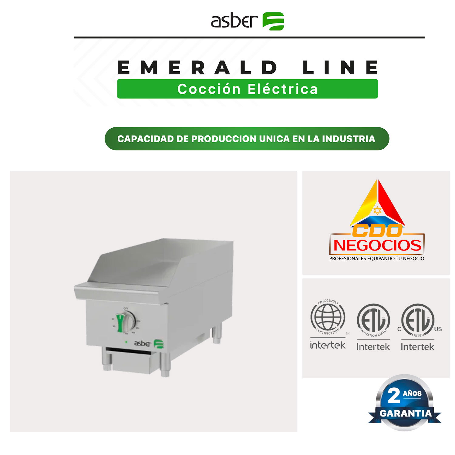 AETG E 12 EM plancha electrica emerald line asber coccion