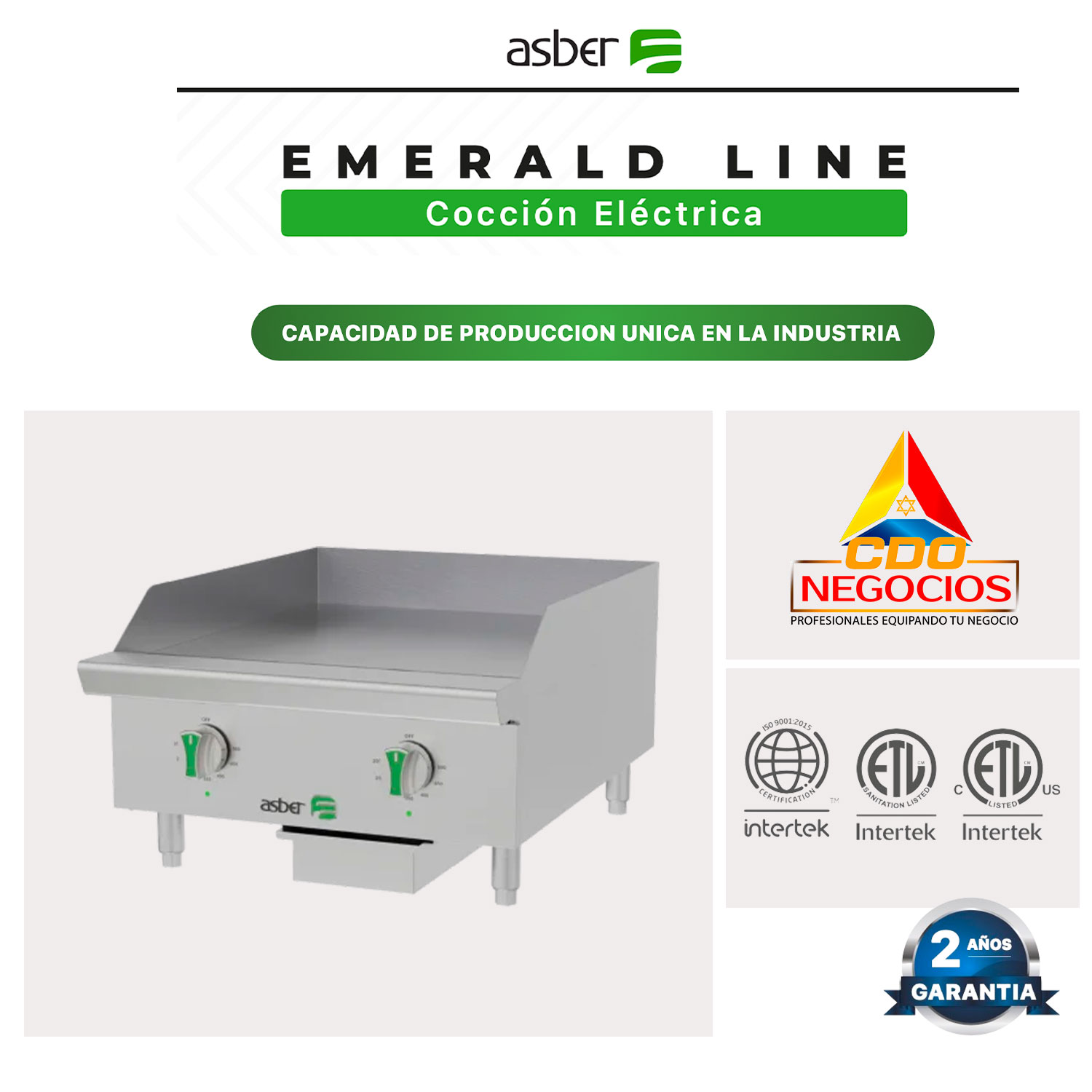 AETG E 24 EM plancha electrica emerald line asber coccion