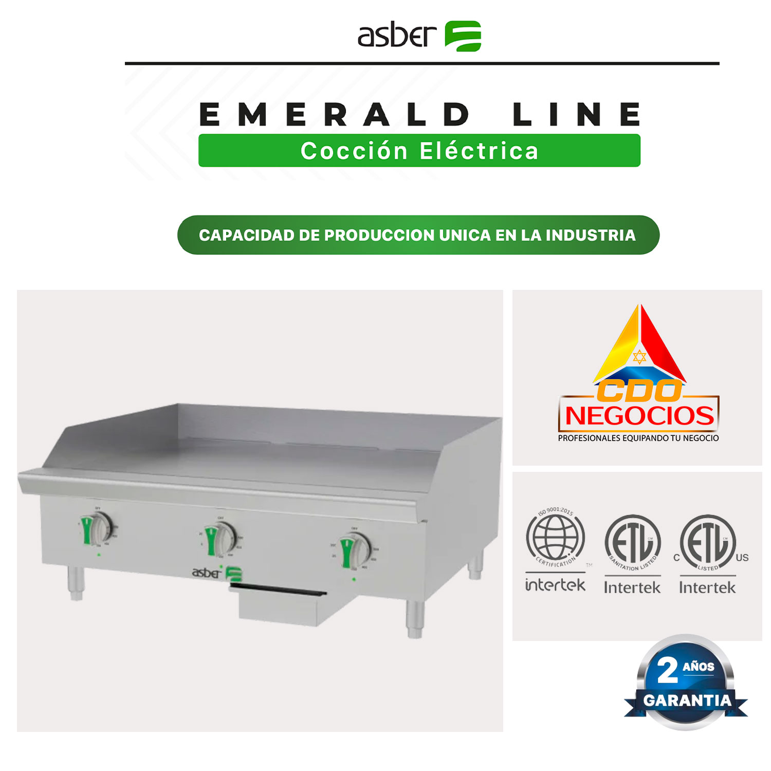 AETG E 36 EM plancha electrica emerald line asber coccion