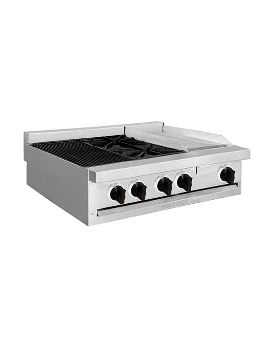 Estufa de mesa con 1 sección de Asador + 1 sección de Quemador + 1 sección de Plancha mayora international