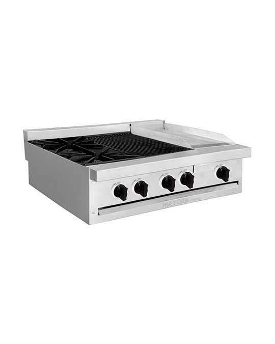 Estufa 1 sección de Quemadores + 1 sección de asador + 1 sección de plancha mayora international