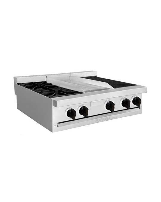 Estufa 1 sección de Quemadores + 1 sección de Plancha + 1 sección de Asador mayora international