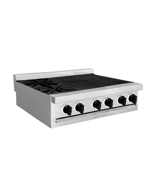 Estufa con 1 sección de Quemadores + 2 secciones de Asador. mayora international