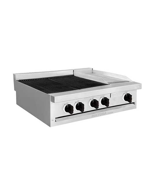 Asador triple 2 secciones + plancha EM3-2A-1P mayora international