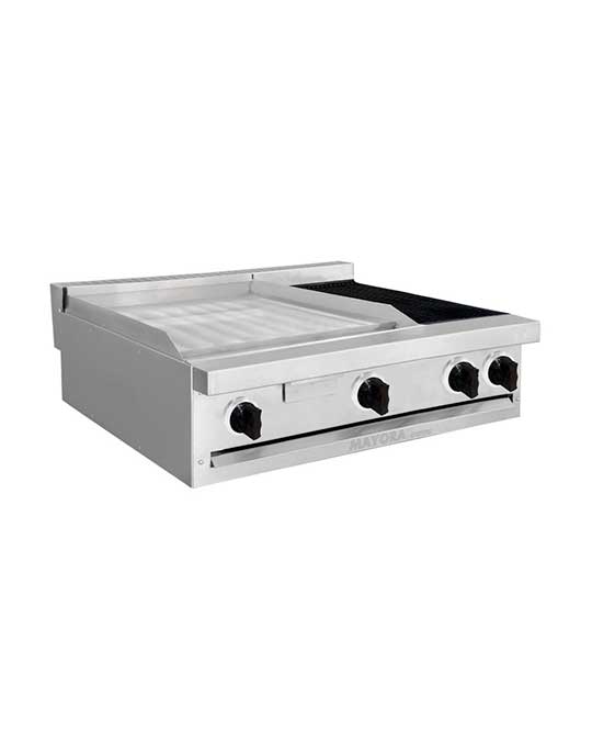 Estufa de mesa con 2 secciones de Plancha + 1 sección de Asador mayora international
