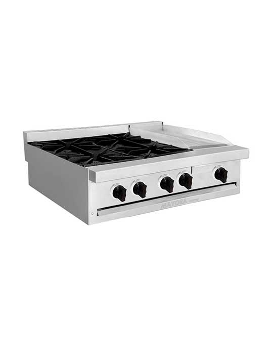 Estufa modular triple con plancha EM3 2Q+1P mayora international