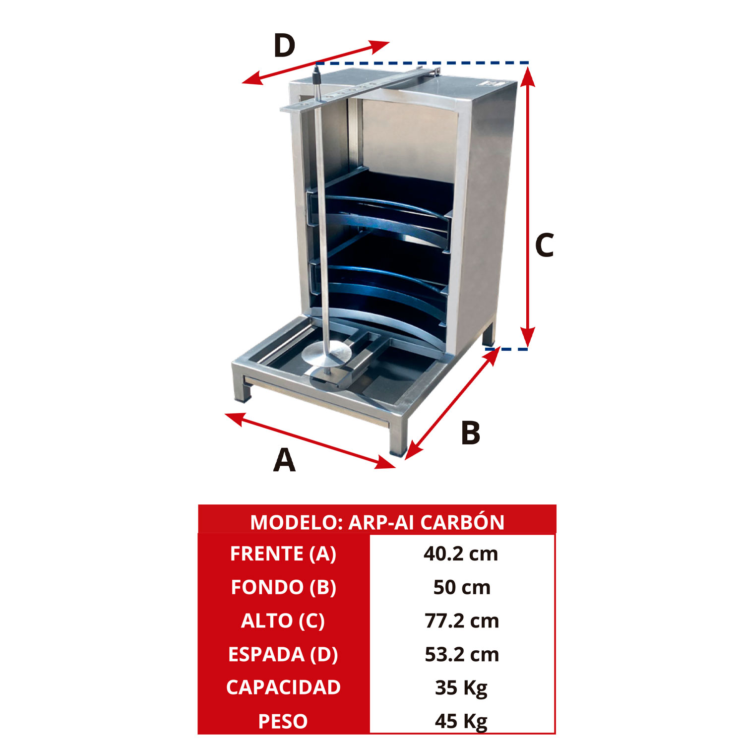 Asador de carne al pator APR-AI-CARBON international