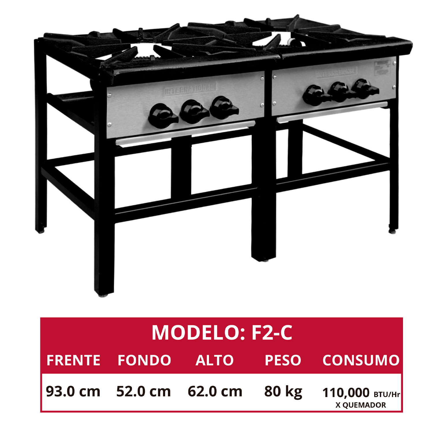 estufon - fogon compacto 2 secciones F2-C international