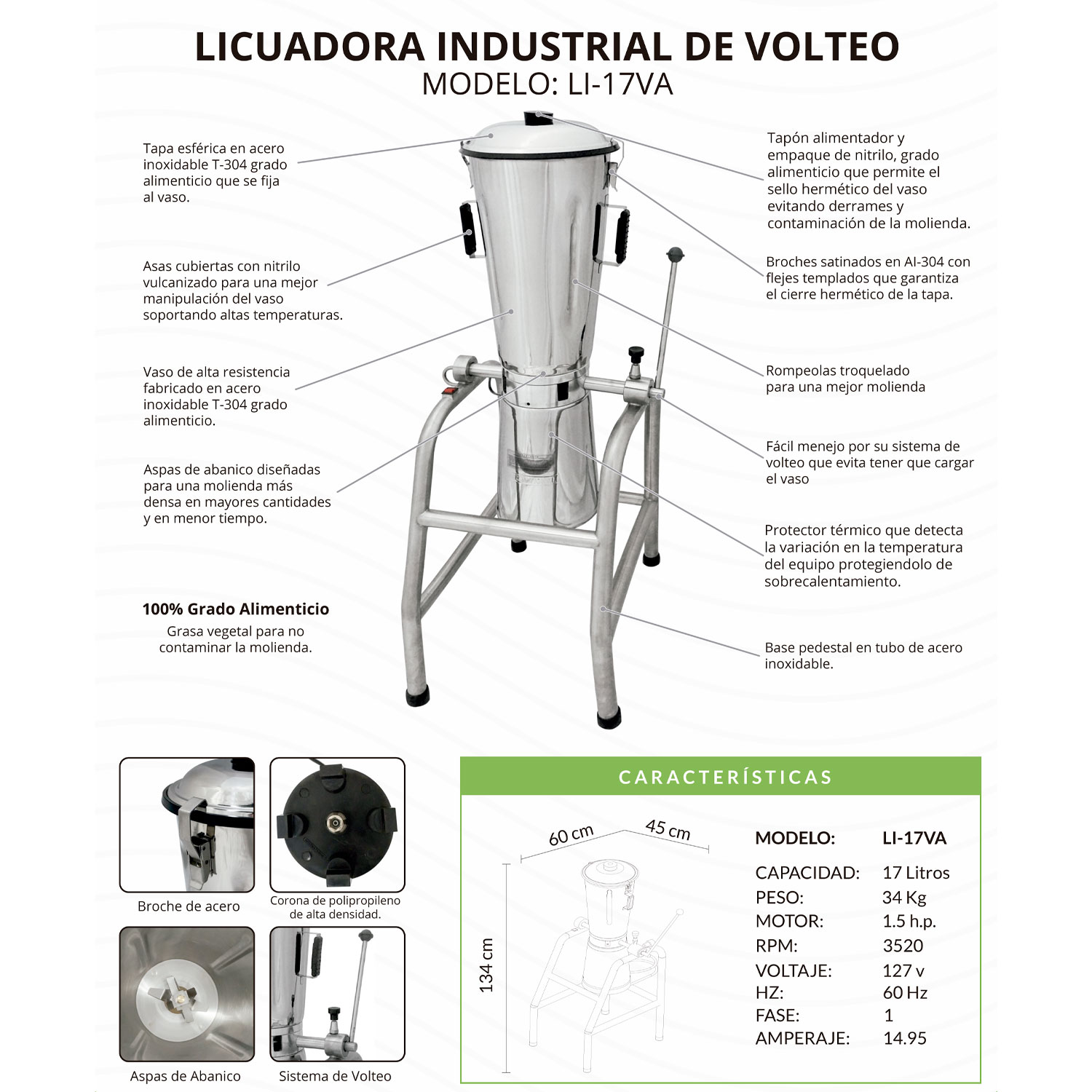 Licuadora industrial de volteo international 17 litros