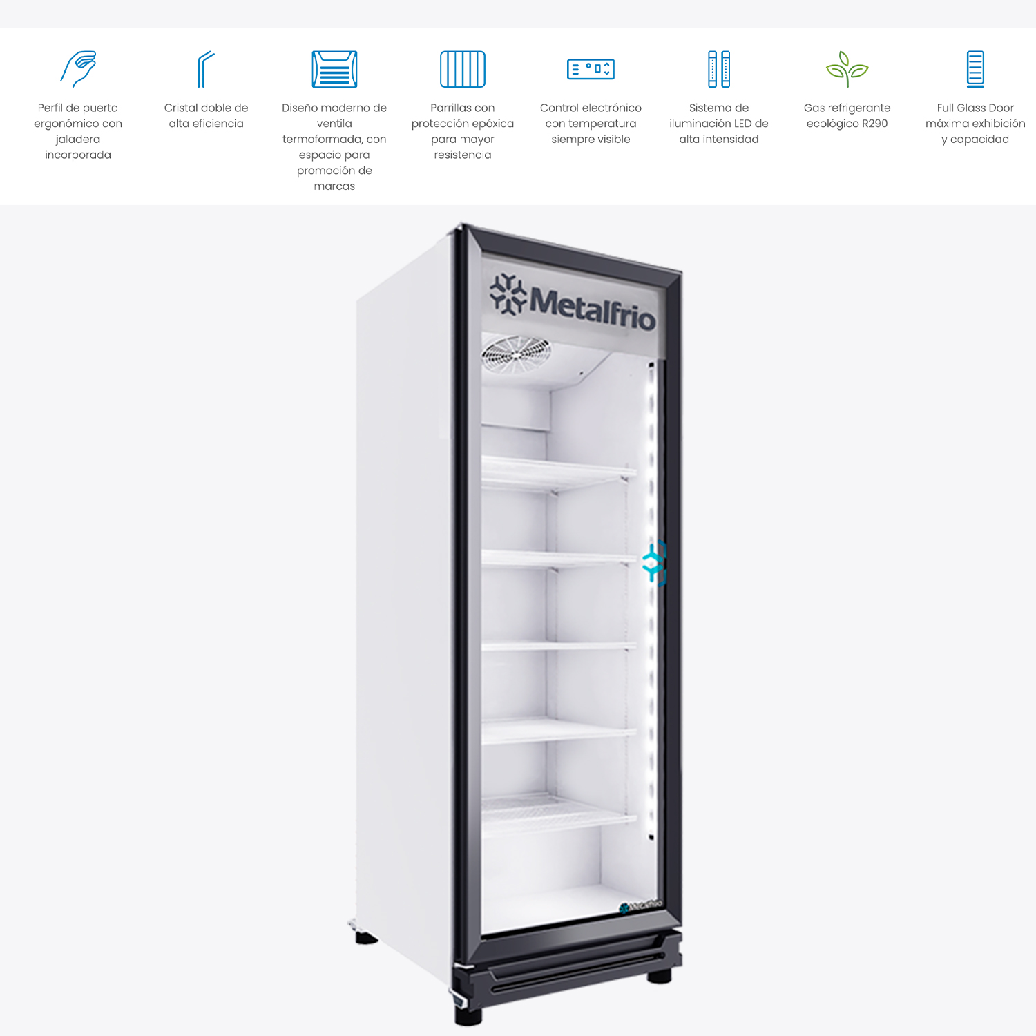 enfriador full glass metalfrio RB470